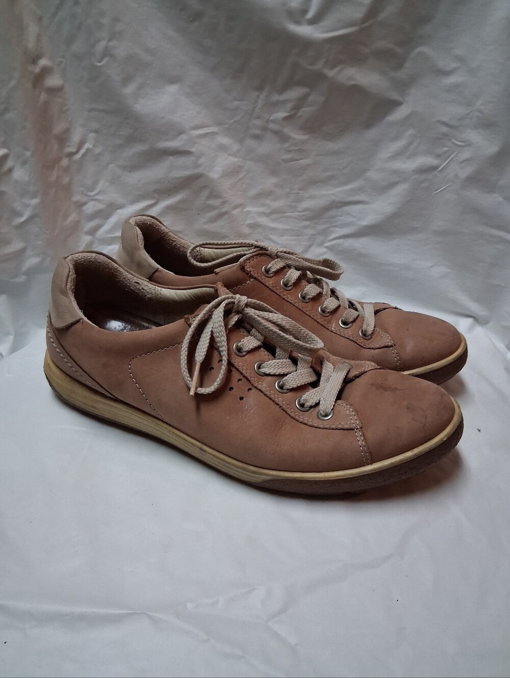 Ecco Men's Casual Lace-Up Sneakers in Light Brown Sz 7.5 Preowned